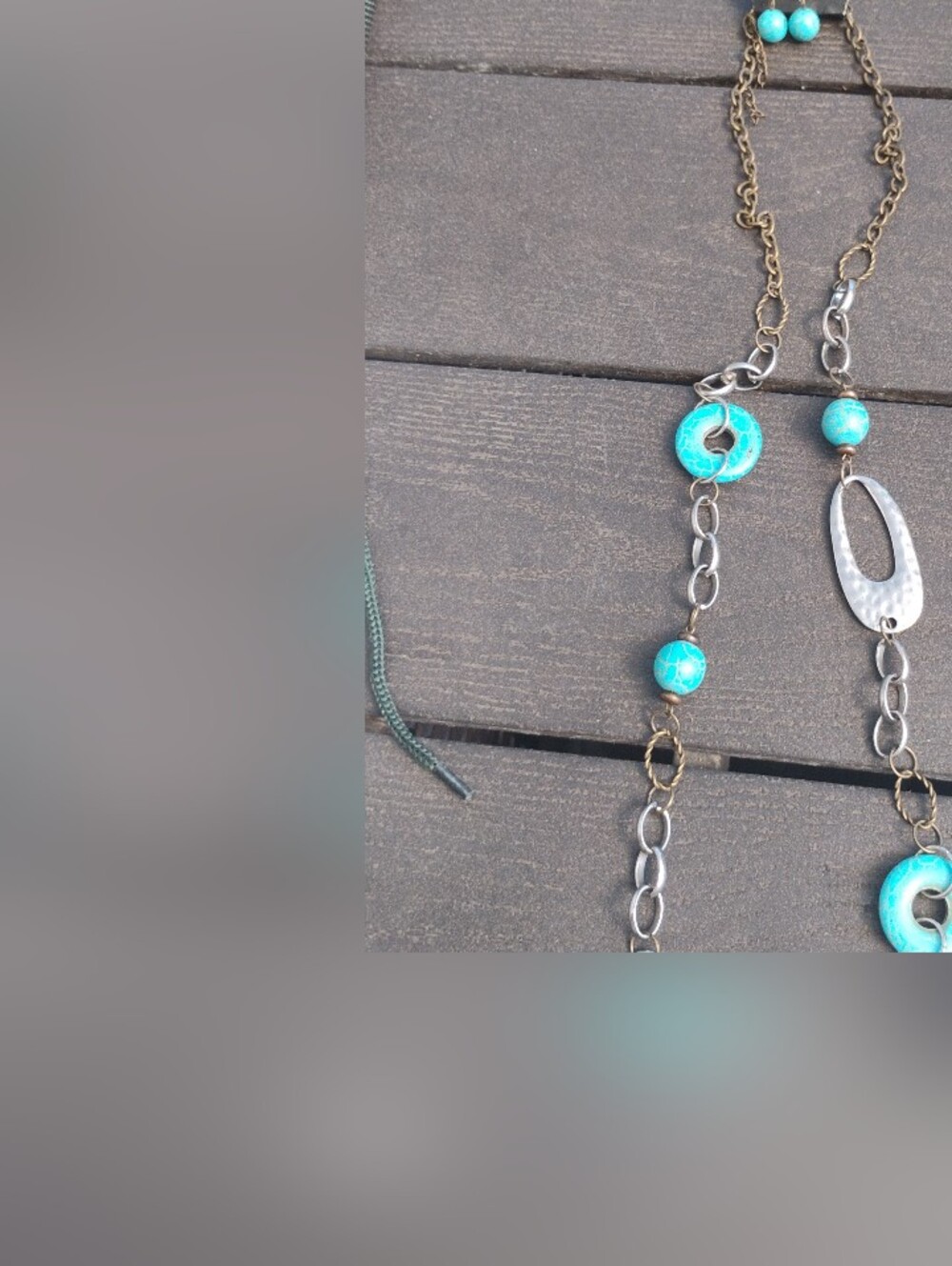 paparazzi Turquoise Bead & Silver-Tone Hammered Link Necklace